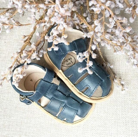 Zoe Sandal- Navy Wax Leather (enclosed toe)