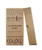Shellamy Baby 3 piece Wooden Baby Hairbrush & Comb Set