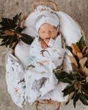 Safari Baby Jersey Wrap & Beanie Set