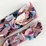 DUSTY ROSE FLORAL TOP KNOT HEADBAND