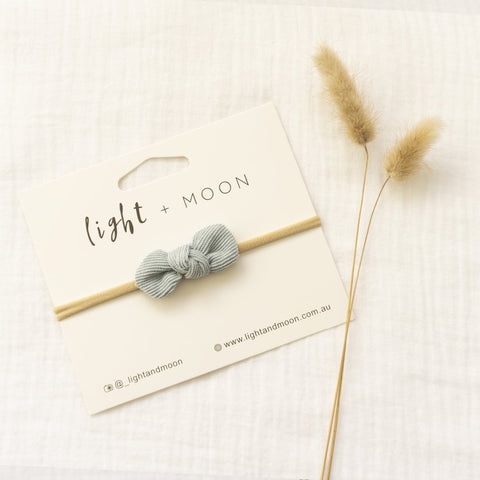 Dusty Blue Mini Corduroy Bow Headband