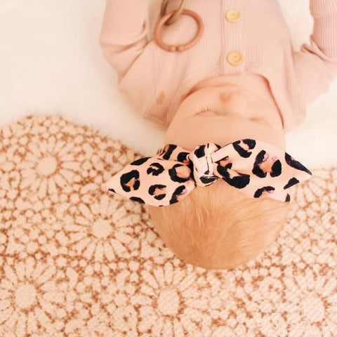 Blush Leopard Print Top Knot Headband