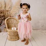 RAINBOW UNICORN S/S LUNA TUTU DRESS- PINK