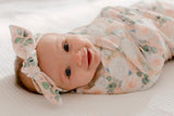 PEACH PEONY PRINT TOP KNOT HEADBAND
