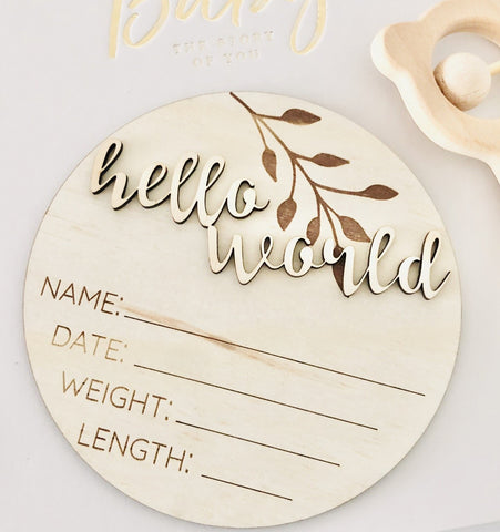 Classic Birth Announcement Disc- Natural