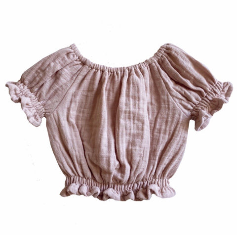 Musk Pink Shirred Crop Top