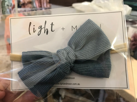 Blue Corduroy Bow Headband