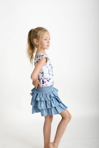Powder Blue Luxe Frill Leotard