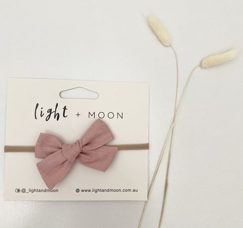 Dusty Pink Linen Bow Headband