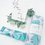 PINK PALM PRINT BOW KNOT HEADBAND