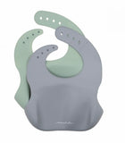SAGE GREY SILICONE BIBS 2 PACK