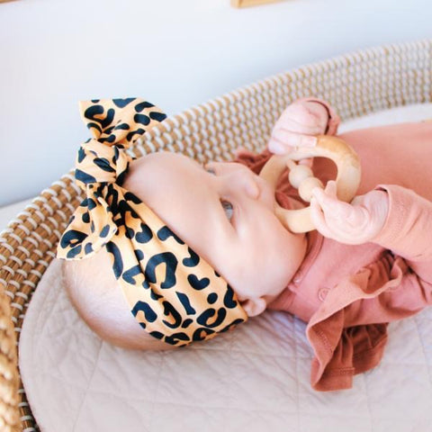 Peach Leopard Print Bow Knot Headband