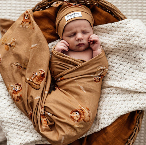 Roar | Baby Jersey Wrap & Beanie Set