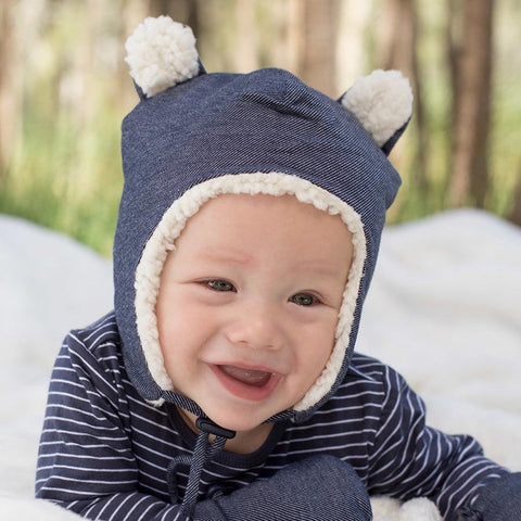 Teddy Fleecy Winter Beanie- Denim