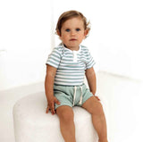 Sage Stripe Organic Short Sleeve Bodysuit SS22