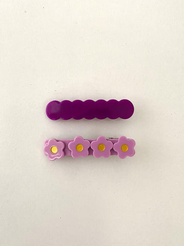 Vintage Flower Clips- Lilac