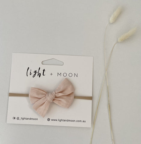 Baby Pink Embroidered Bow Headband