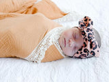 Bronze Leopard Top Knot Headband
