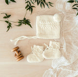 Ivory Merino Wool Bonnet & Booties