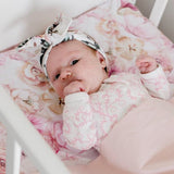 MISTY GREY FLORAL TOP KNOT HEADBAND