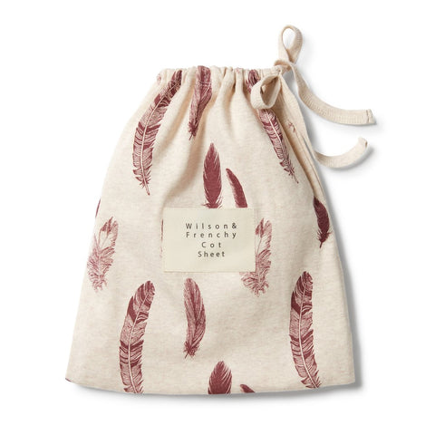 Organic Cot Sheet- Falling Feathers