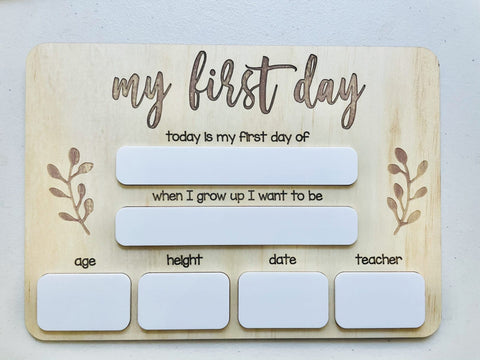 First Day of School Board- White Writing Area