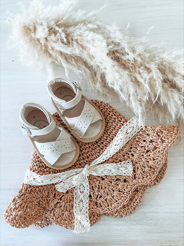 Madison Sandal - Eggshell White Wax Leather