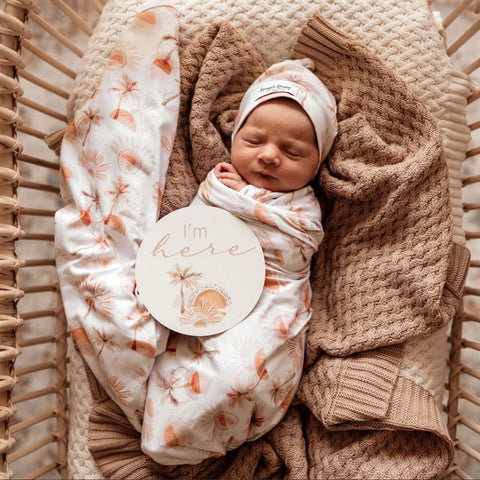 Paradise | Baby Jersey Wrap & Beanie Set