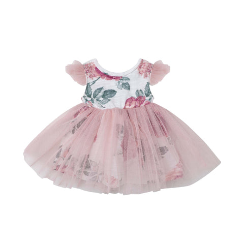 AUDREY FLORAL DOLL DRESS - TEA ROSE