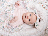 PEACH PEONY PRINT TOP KNOT HEADBAND