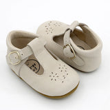 Eggshell White Flower Wax Leather T-bars