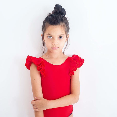 Rosso Red Luxe Double Frill Leotard