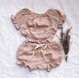 Musk Pink Shirred Crop Top