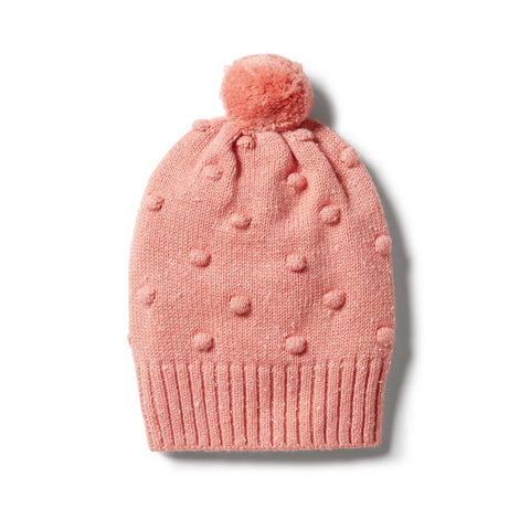 Knitted Spot Jacquard Hat- Flamingo Fleck