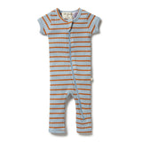 Anchor Blue/ Rust Organic Stripe Rib Zipsuit SS21