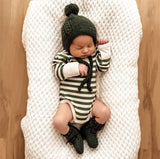 Olive Merino Wool Bonnet & Booties