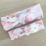 BLUSH BUBBLES PRINT TOP KNOT HEADBAND