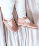 Pink Flower Wax Leather T-bars