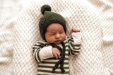 Olive Merino Wool Bonnet & Booties