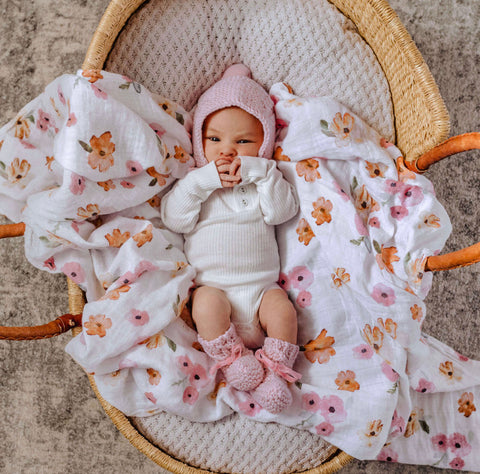 Pink Merino Wool Bonnet & Booties