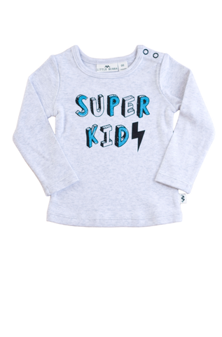 Super Kid Long Sleeve Tee- Grey marle