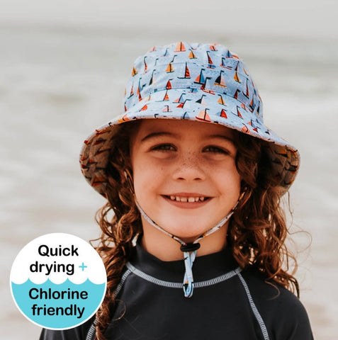 Boys Beach Hat Bucket UPF50+ Boat Print SS21