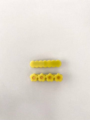 Vintage Flower Clips- Yellow