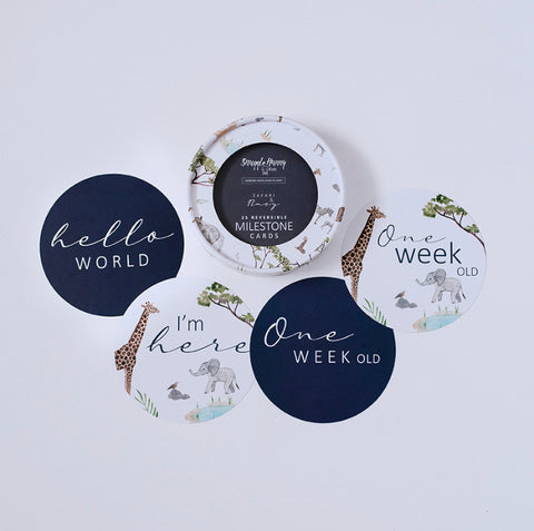 Safari & Navy Reversible Milestone Cards