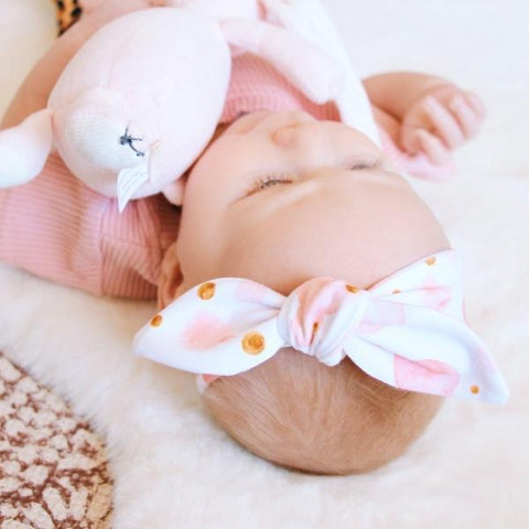 BLUSH BUBBLES PRINT TOP KNOT HEADBAND