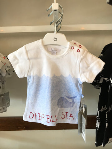 Plum Placement print jersey tee- blue