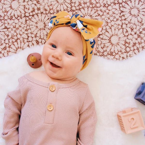 Mustard Peony Bow Knot Headband