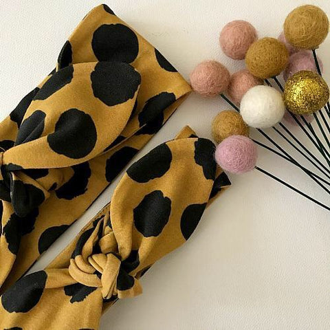 Mustard Monochrome Top Knot Headband