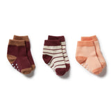 3 Pack Baby Socks- Flamingo/ Wild Ginger/ Burro