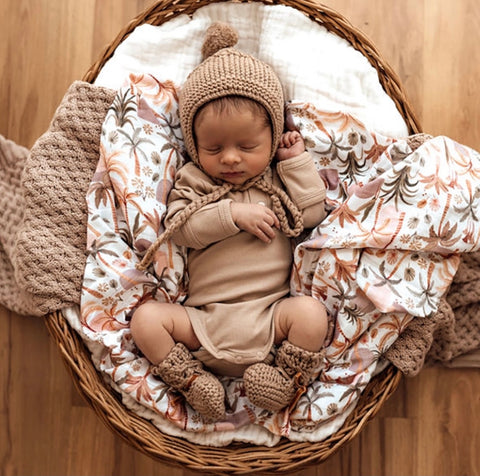 Fawn Merino Wool Bonnet & Booties